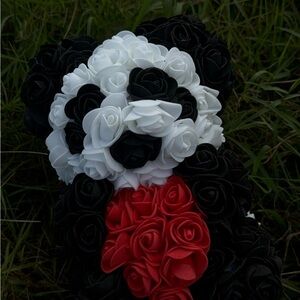 Black, White, and Red Rose Teddy Bear